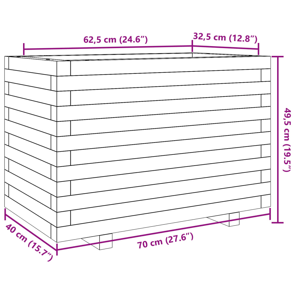 vidaXL Jardinière blanc 70x40x49,5 cm bois de pin massif
