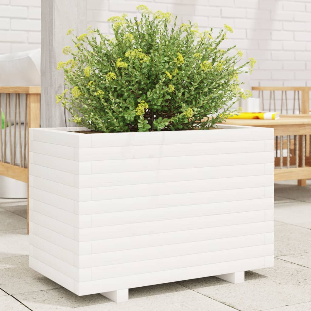 vidaXL Jardinière blanc 70x40x49,5 cm bois de pin massif