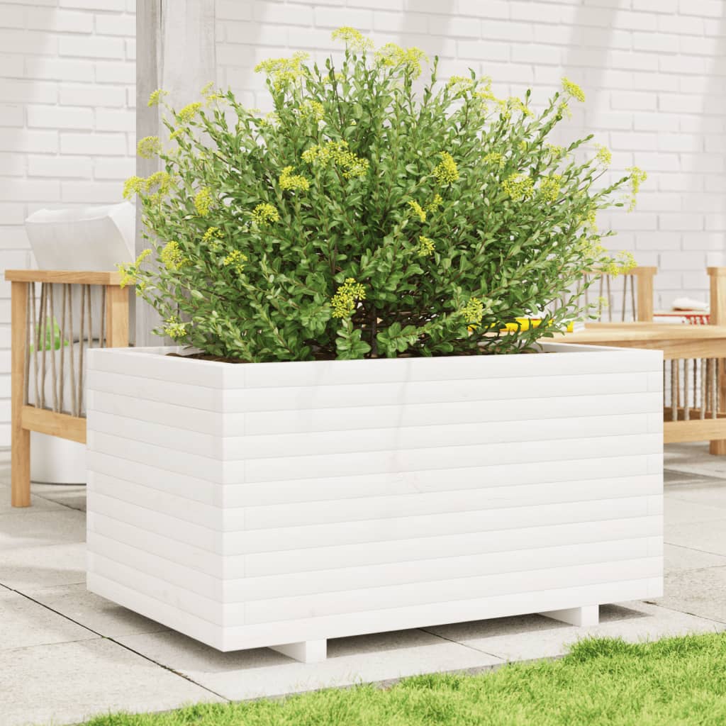 vidaXL Jardinière blanc 90x60x49,5 cm bois de pin massif