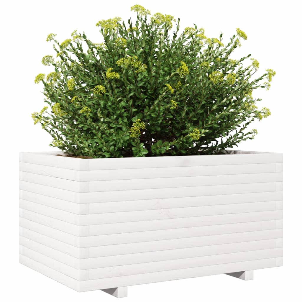 vidaXL Jardinière blanc 90x60x49,5 cm bois de pin massif