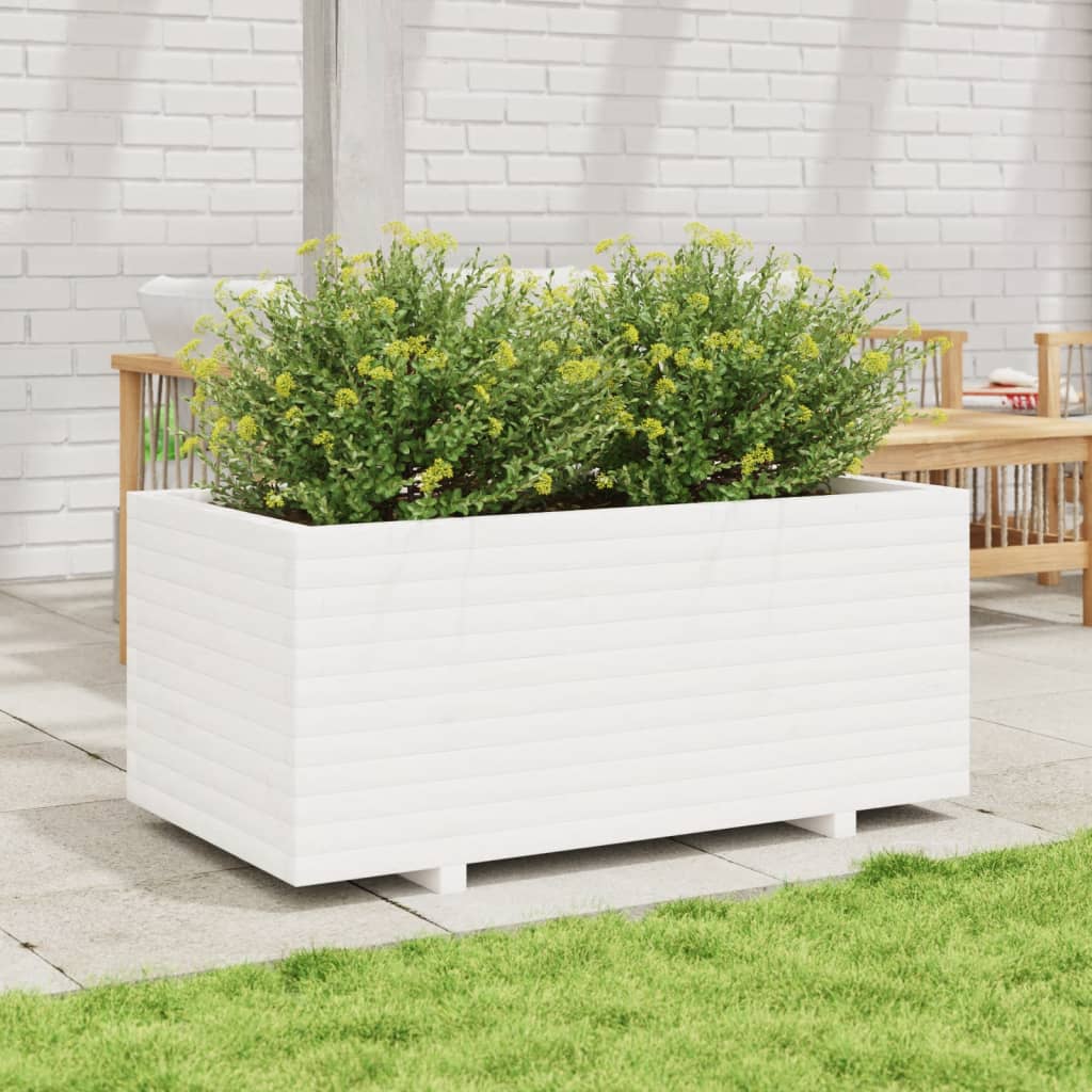 vidaXL Jardinière blanc 110x60x49,5 cm bois de pin massif
