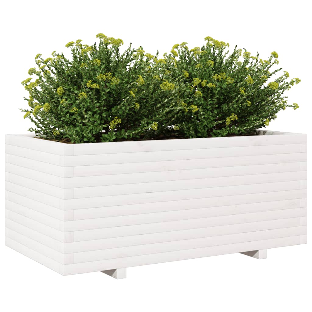 vidaXL Jardinière blanc 110x60x49,5 cm bois de pin massif
