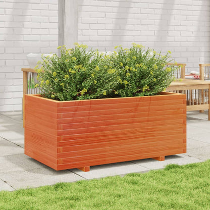 vidaXL Jardinière cire marron 110x60x49,5 cm bois de pin massif