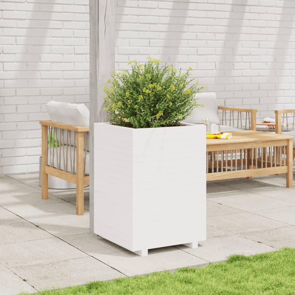 vidaXL Jardinière blanc 50x50x72,5 cm bois de pin massif