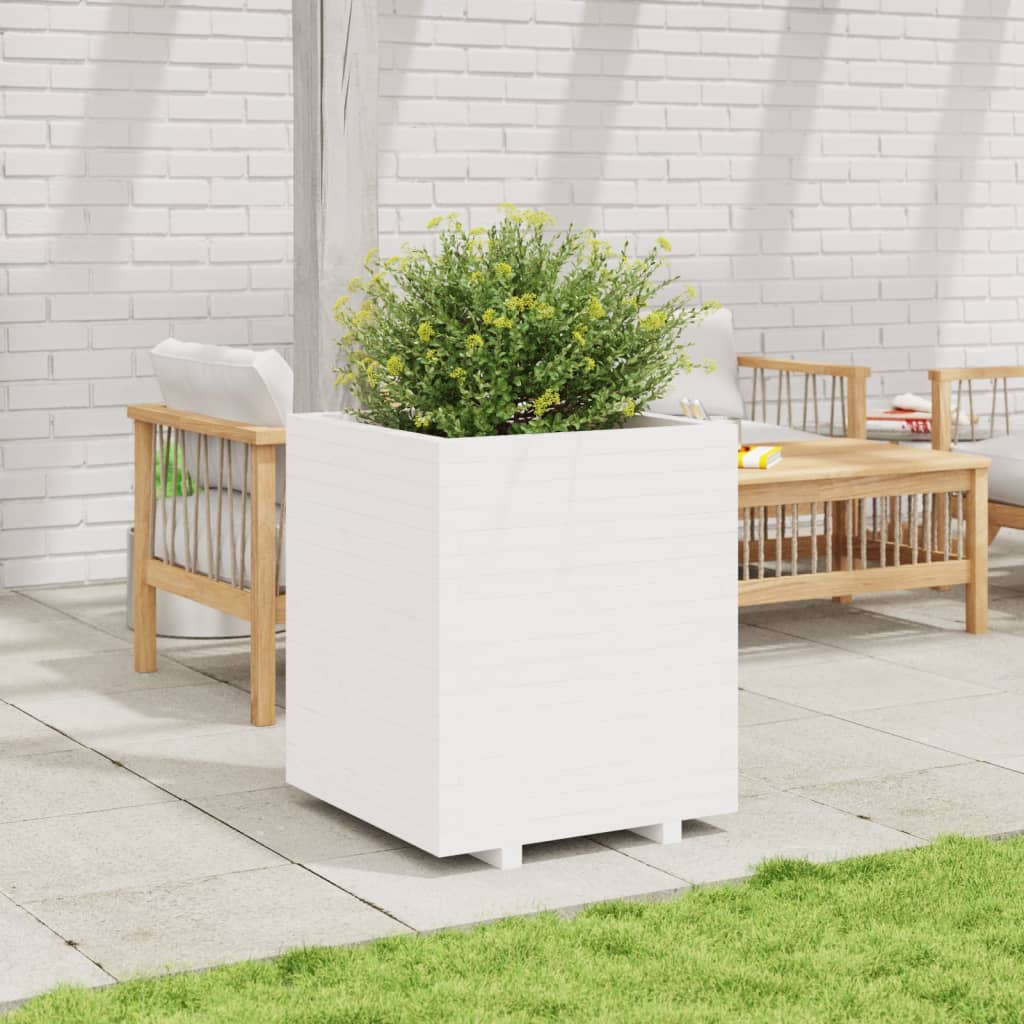 vidaXL Jardinière blanc 60x60x72,5 cm bois de pin massif