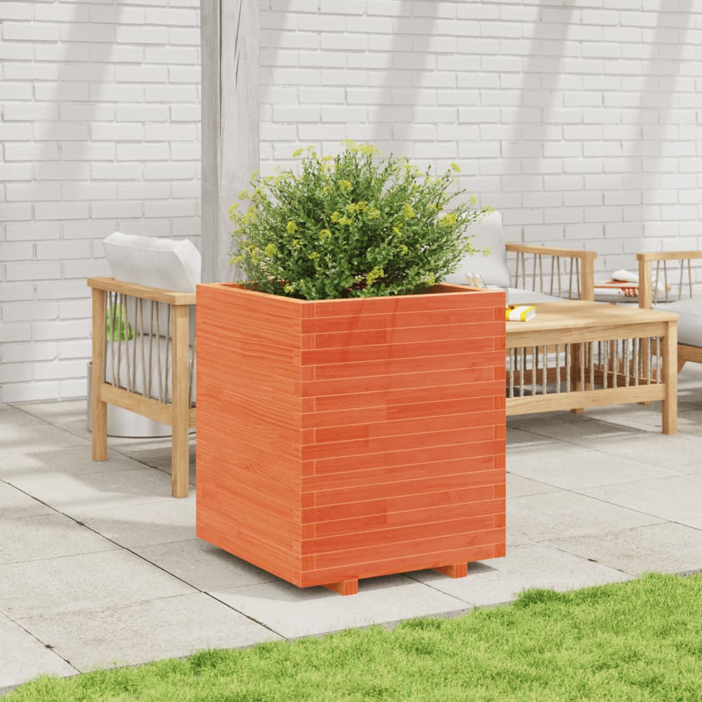 vidaXL Jardinière cire marron 60x60x72,5 cm bois de pin massif