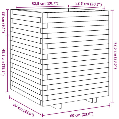 vidaXL Jardinière cire marron 60x60x72,5 cm bois de pin massif