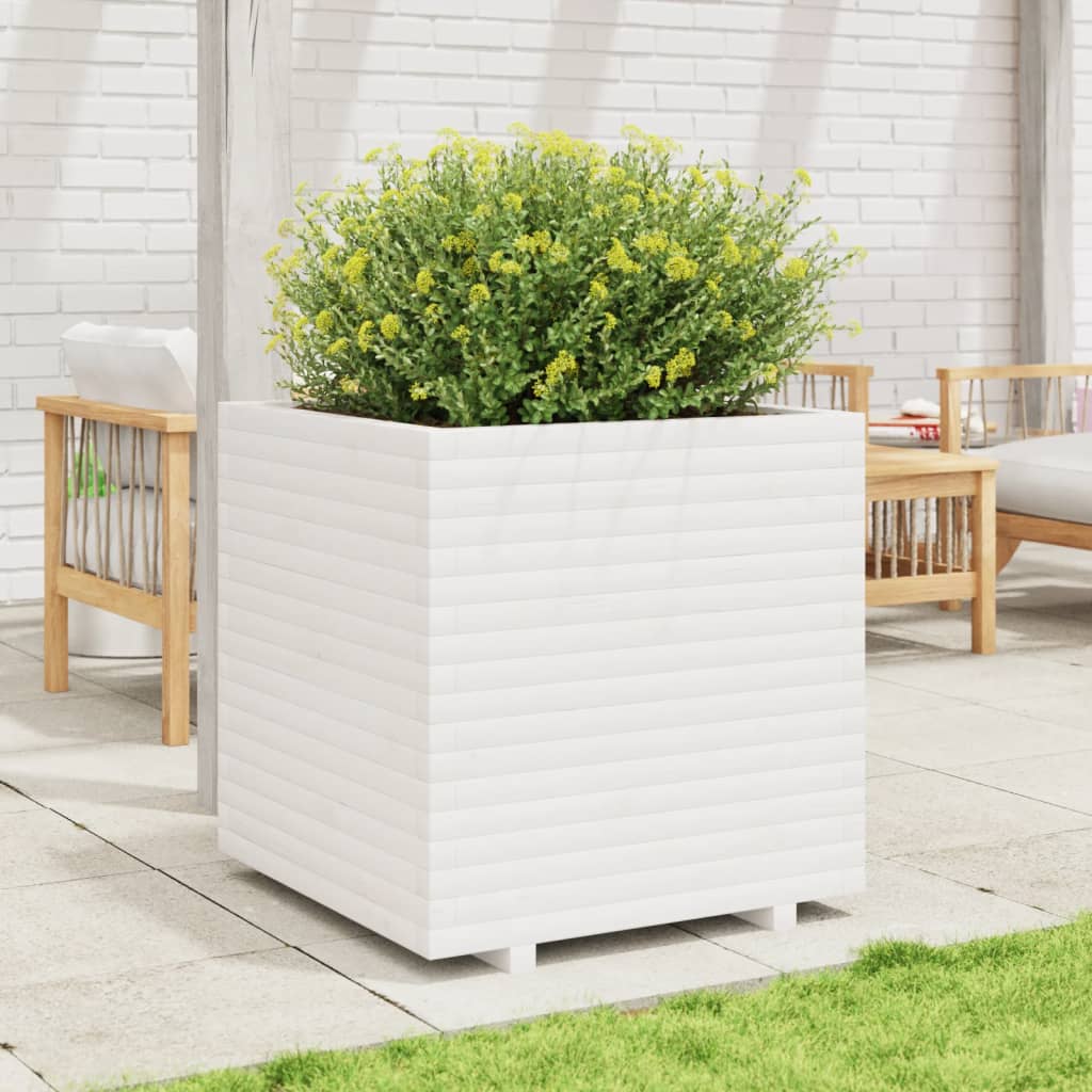 vidaXL Jardinière blanc 70x70x72,5 cm bois de pin massif