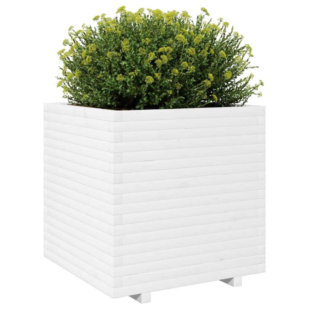 vidaXL Jardinière blanc 70x70x72,5 cm bois de pin massif