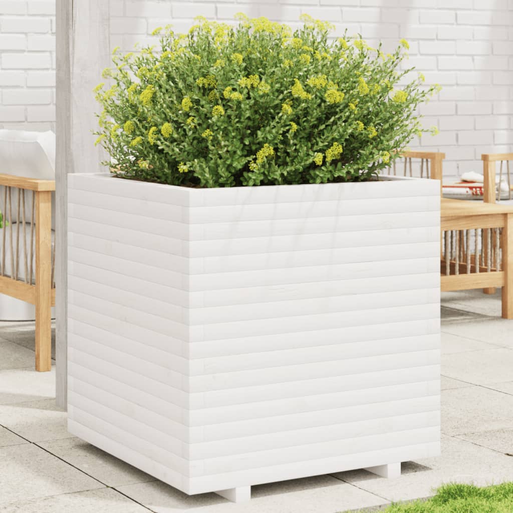 vidaXL Jardinière blanc 70x70x72,5 cm bois de pin massif