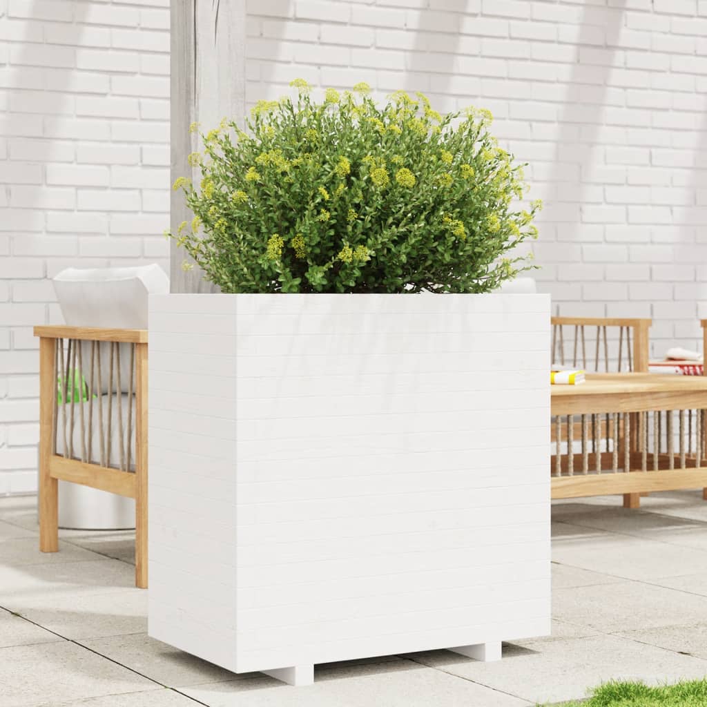 vidaXL Jardinière blanc 70x40x72,5 cm bois de pin massif