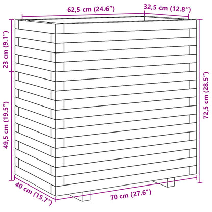 vidaXL Jardinière blanc 70x40x72,5 cm bois de pin massif