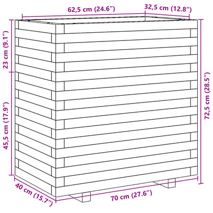 vidaXL Jardinière cire marron 70x40x72,5 cm bois de pin massif