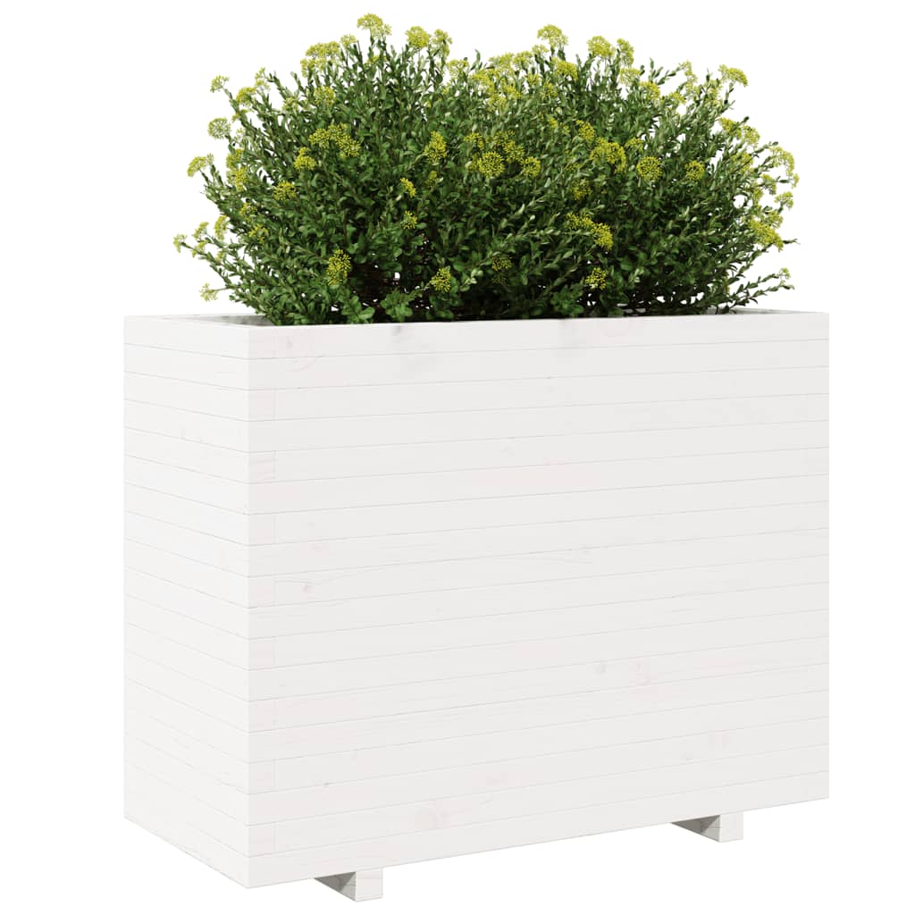 vidaXL Jardinière blanc 90x40x72,5 cm bois de pin massif