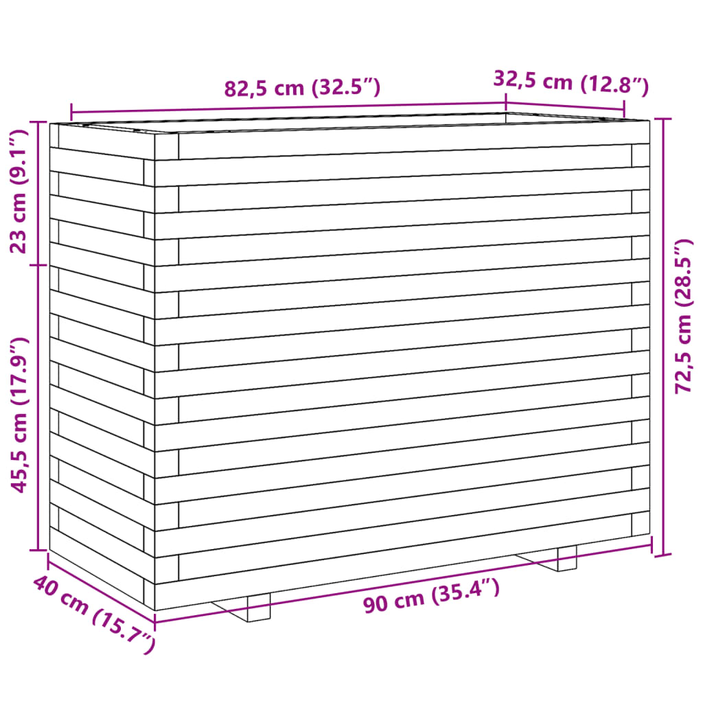 vidaXL Jardinière blanc 90x40x72,5 cm bois de pin massif