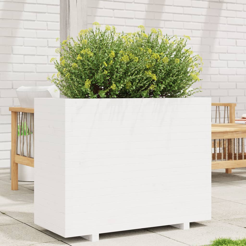 vidaXL Jardinière blanc 90x40x72,5 cm bois de pin massif
