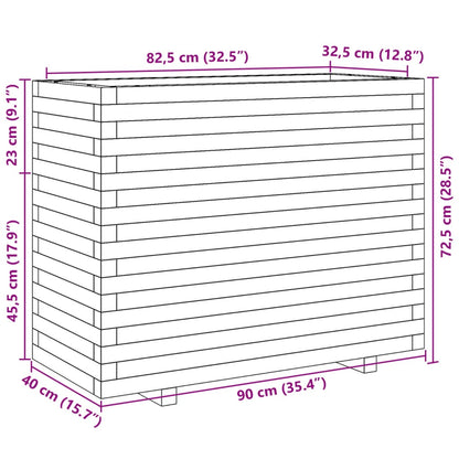 vidaXL Jardinière cire marron 90x40x72,5 cm bois de pin massif