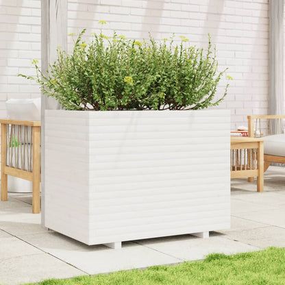 vidaXL Jardinière blanc 90x60x72,5 cm bois de pin massif