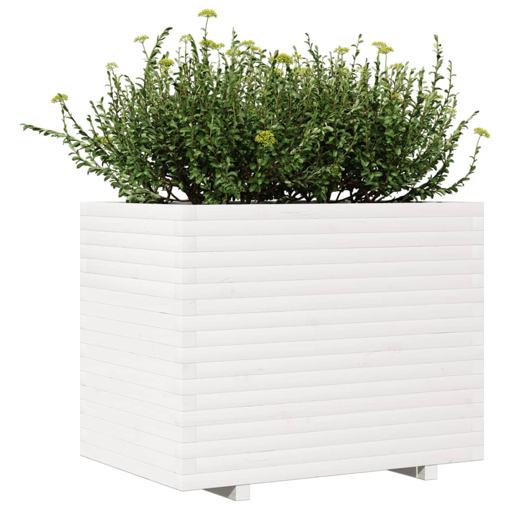 vidaXL Jardinière blanc 90x60x72,5 cm bois de pin massif
