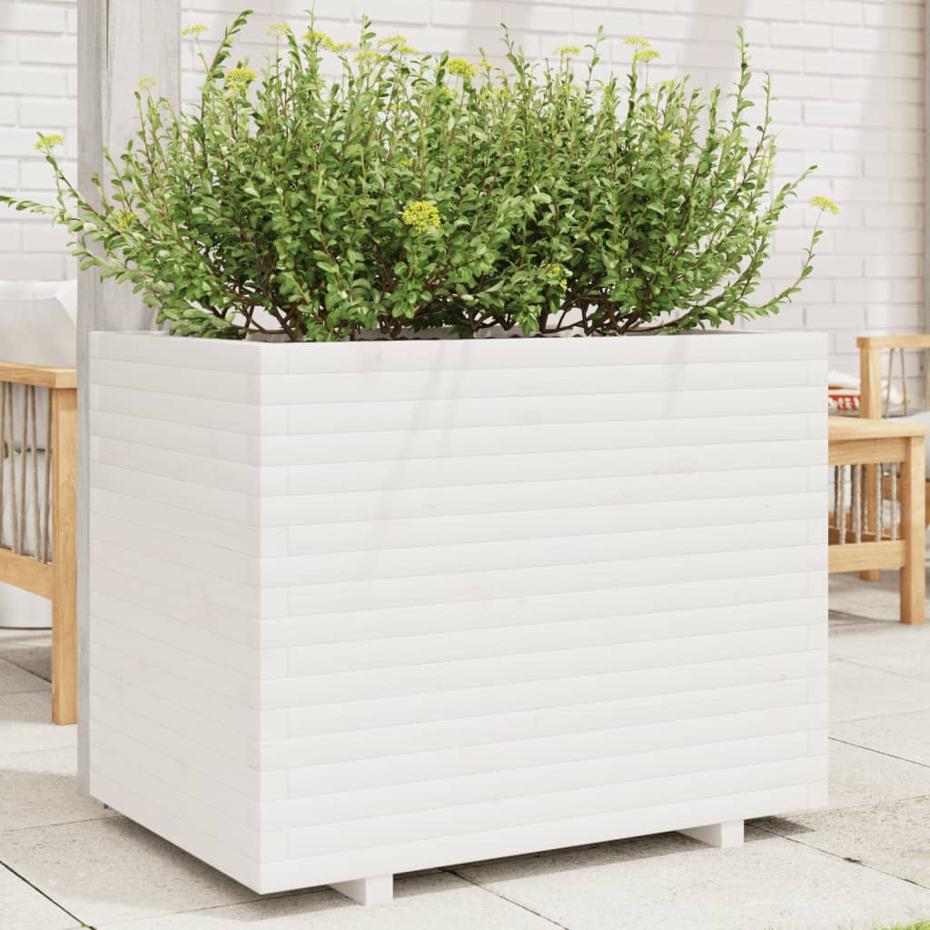 vidaXL Jardinière blanc 90x60x72,5 cm bois de pin massif