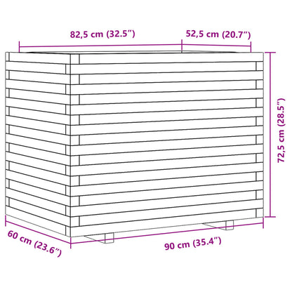 vidaXL Jardinière cire marron 90x60x72,5 cm bois de pin massif