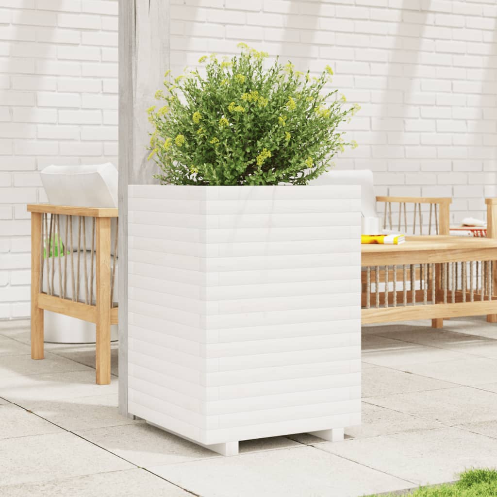 vidaXL Jardinière blanc 50x50x72 cm bois de pin massif