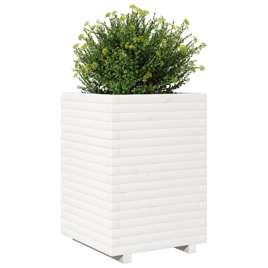vidaXL Jardinière blanc 50x50x72 cm bois de pin massif
