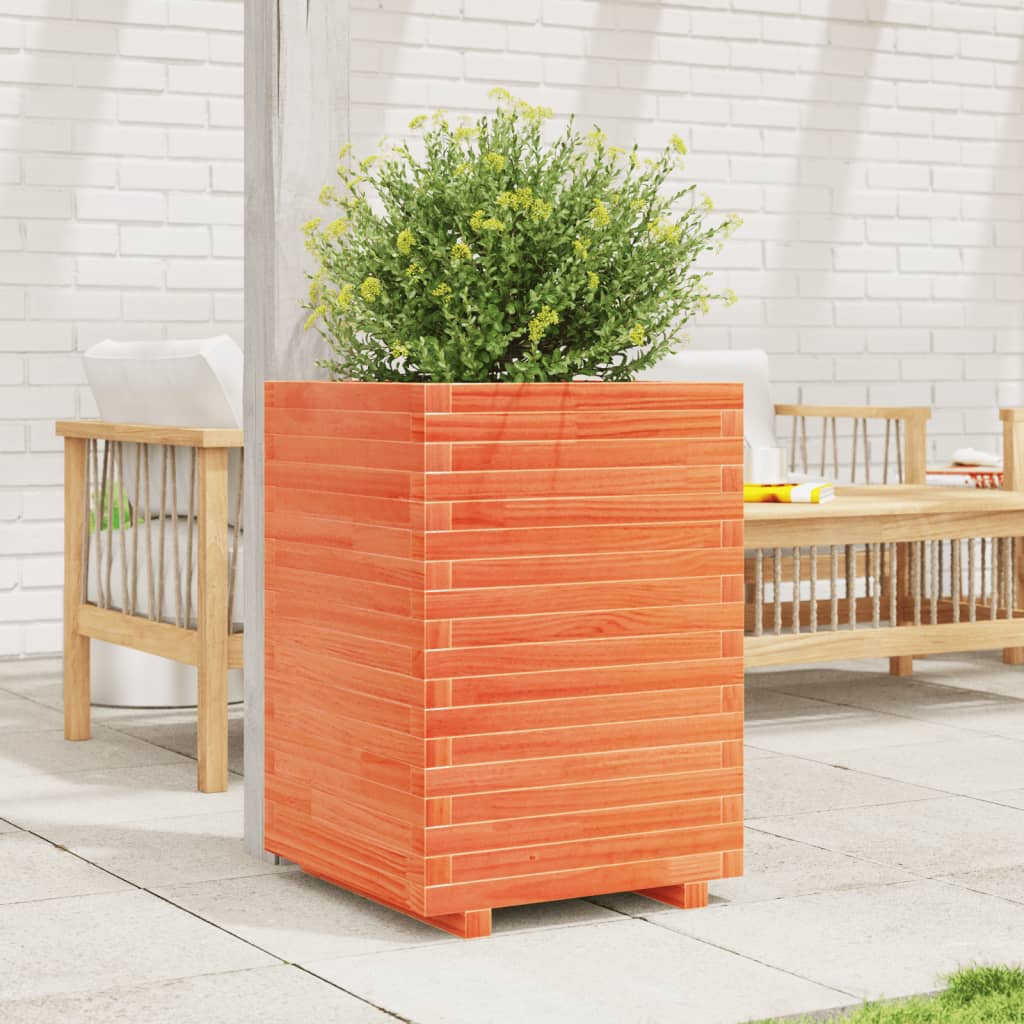 vidaXL Jardinière cire marron 50x50x72 cm bois de pin massif