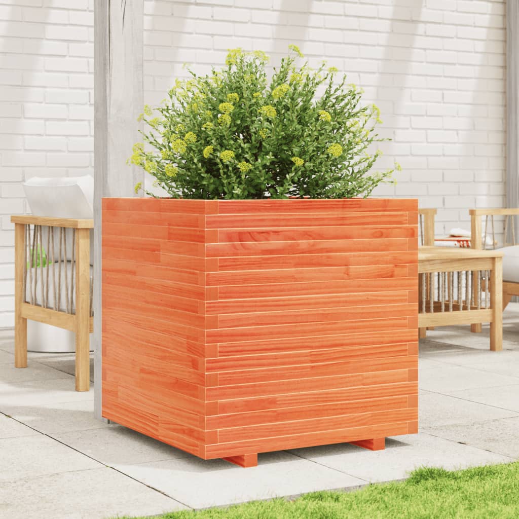 vidaXL Jardinière cire marron 70x70x72 cm bois de pin massif