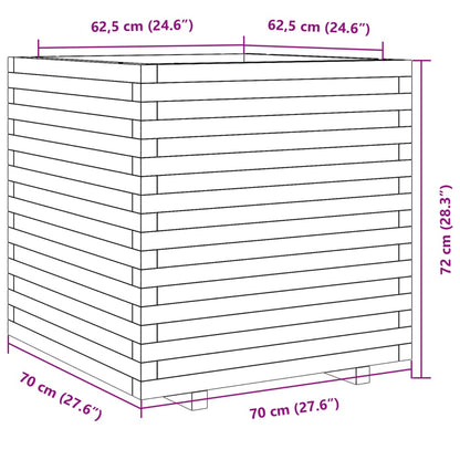 vidaXL Jardinière cire marron 70x70x72 cm bois de pin massif