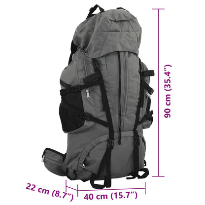 vidaXL Sac à dos de randonnée gris 100 L tissu oxford