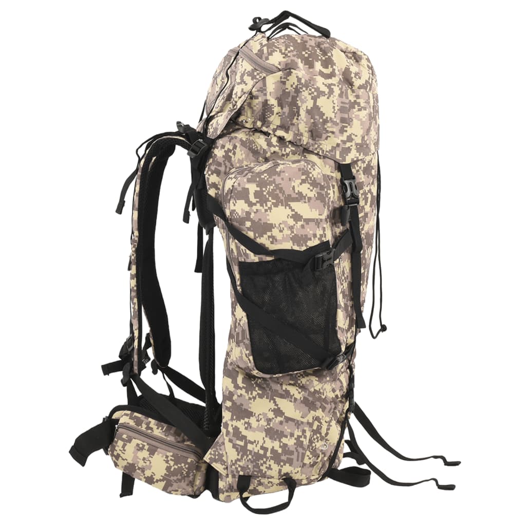 vidaXL Sac à dos de randonnée marron camouflage 100 L tissu oxford