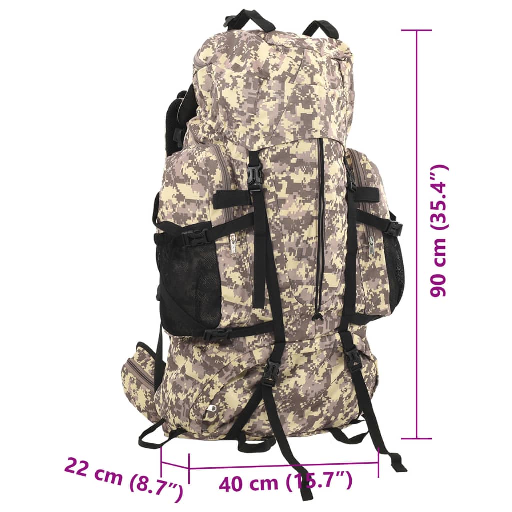 vidaXL Sac à dos de randonnée marron camouflage 100 L tissu oxford
