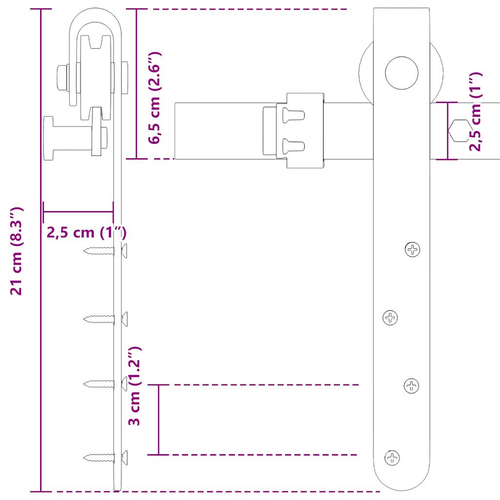 vidaXL Kit de porte d'armoire coulissante 122 cm acier au carbone