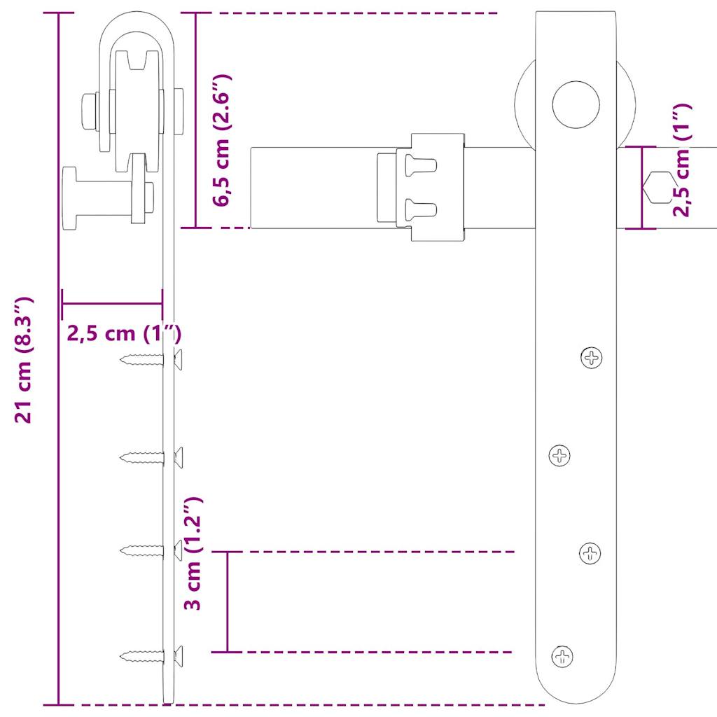 vidaXL Kit de porte d'armoire coulissante 183 cm acier au carbone