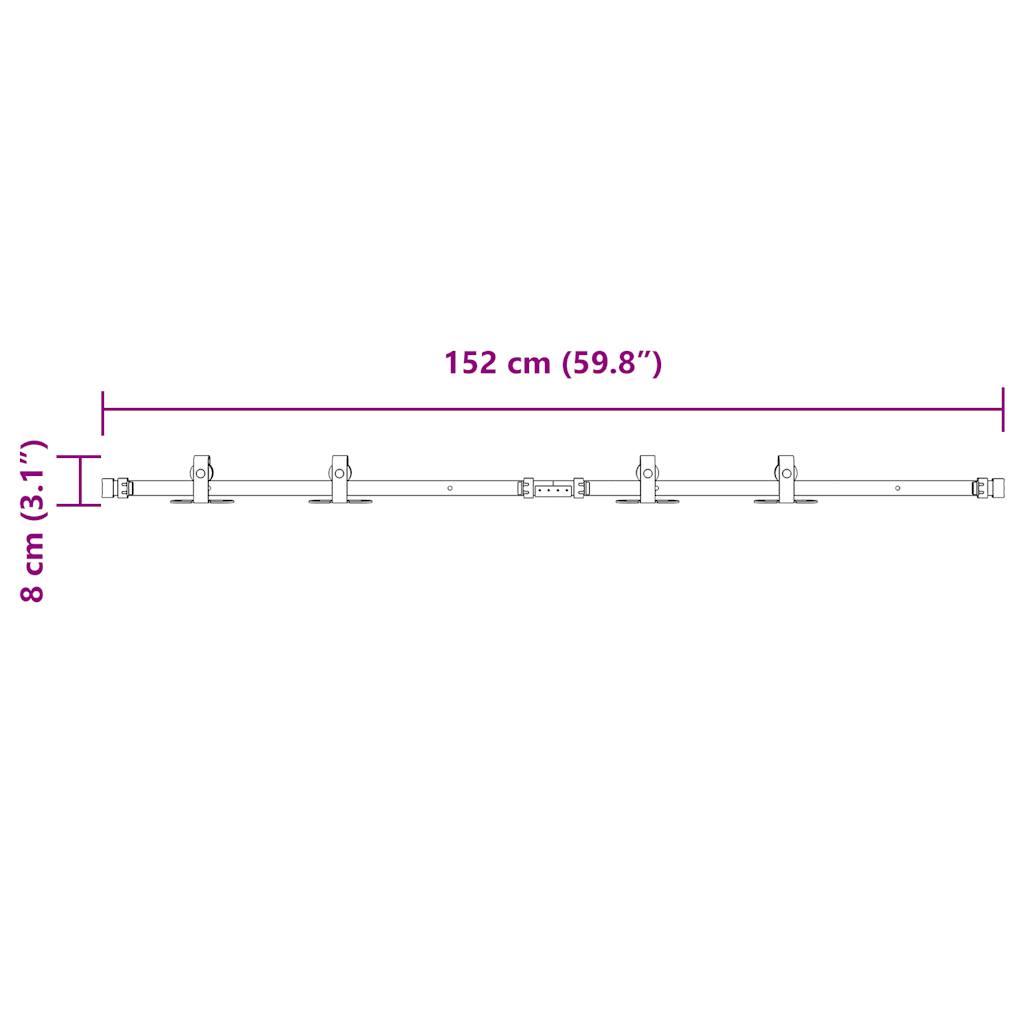 vidaXL Kit de porte d'armoire coulissante 152,5 cm acier au carbone