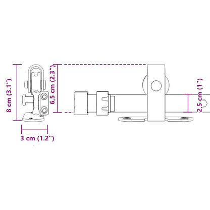 vidaXL Kit de porte d'armoire coulissante 152,5 cm acier au carbone