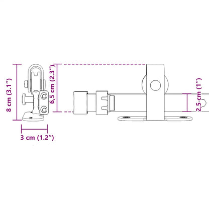 vidaXL Kit de porte d'armoire coulissante 213 cm acier au carbone