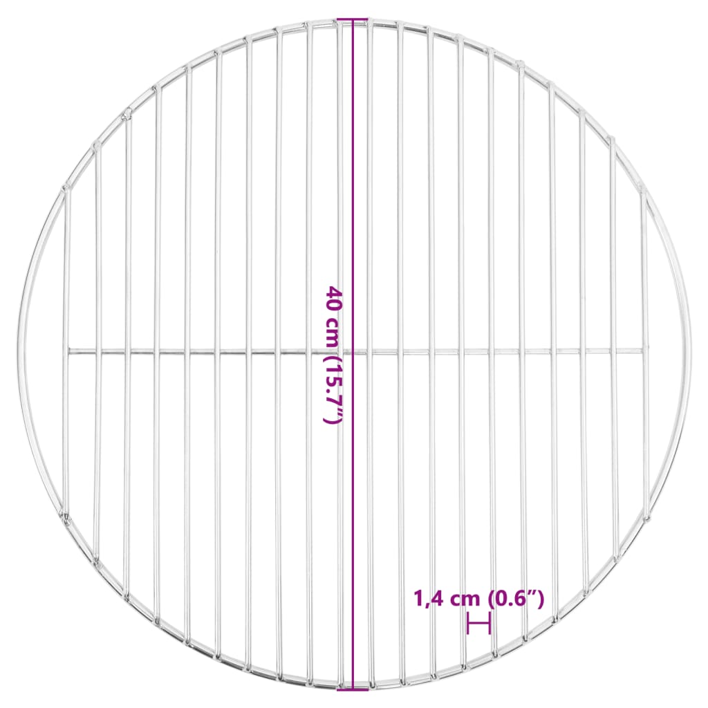 vidaXL Grille de barbecue ronde Ø40 cm acier inoxydable 304