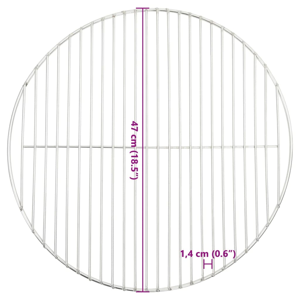 vidaXL Grille de barbecue ronde Ø47 cm acier inoxydable 304