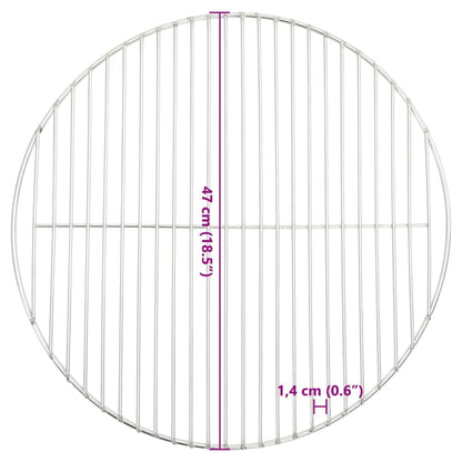 vidaXL Grille de barbecue ronde Ø47 cm acier inoxydable 304