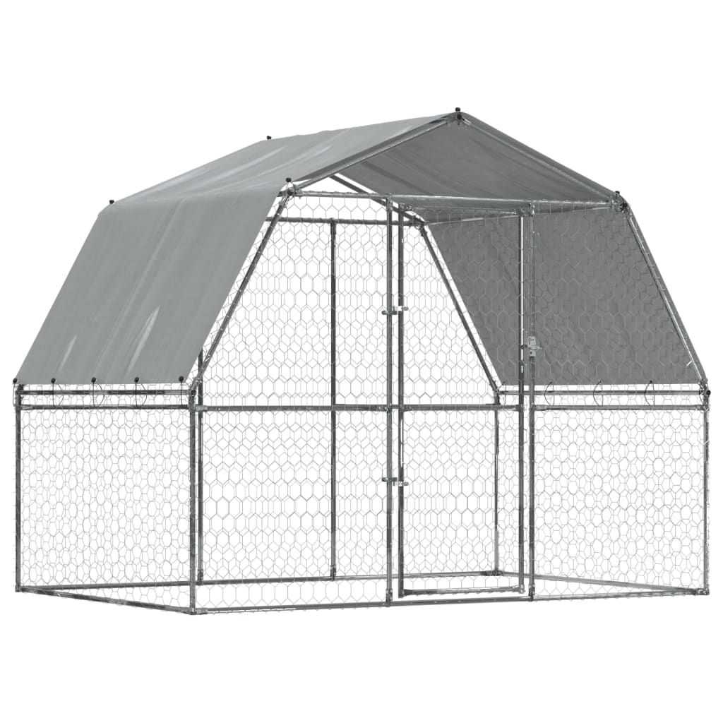 vidaXL Cages pour chiens 2 pcs toit et porte argenté acier galvanisé