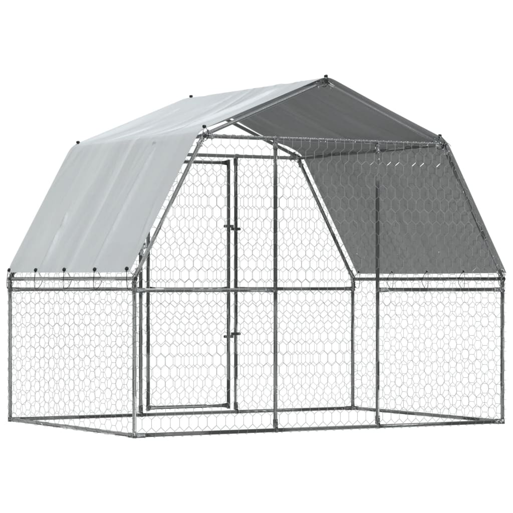 vidaXL Cages pour chiens 2 pcs toit et porte argenté acier galvanisé