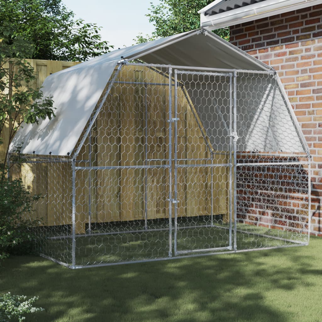 vidaXL Cages pour chiens 2 pcs toit et porte argenté acier galvanisé