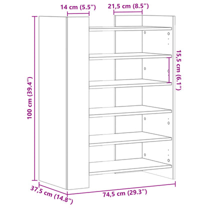 vidaXL Armoire à chaussures gris béton 74,5x37,5x100 cm