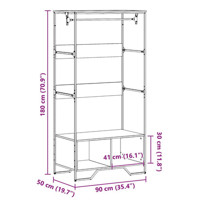 vidaXL Armoire sonoma gris 90x50x180 cm bois d'ingénierie