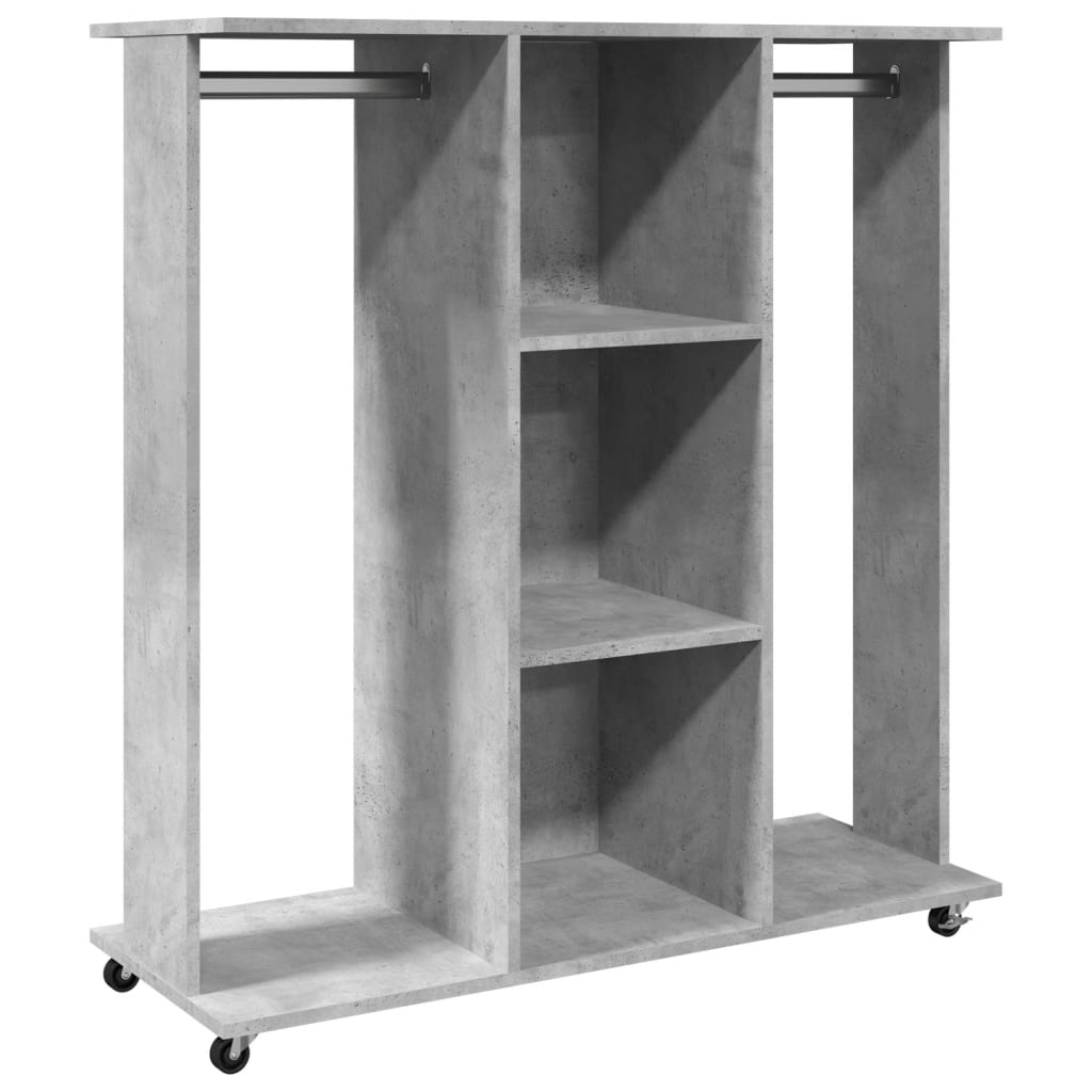 vidaXL Garde-robe avec roues gris béton 102x38x110cm bois d'ingénierie