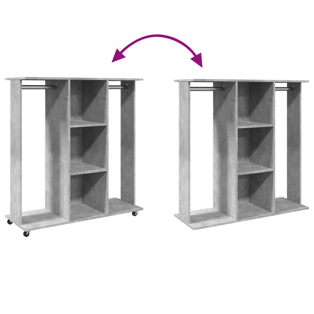 vidaXL Garde-robe avec roues gris béton 102x38x110cm bois d'ingénierie