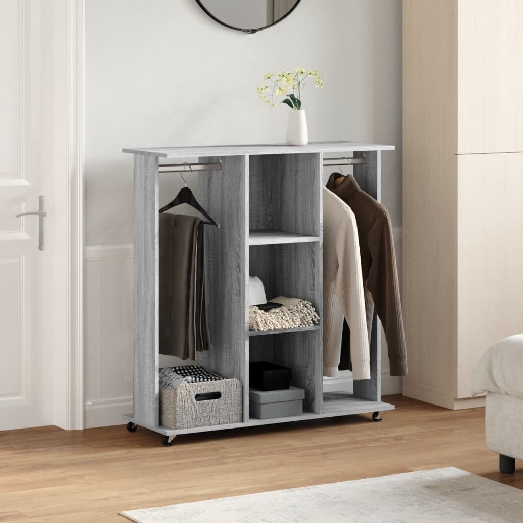 vidaXL Garde-robe avec roues sonoma gris 102x38x110 cm bois ingénierie