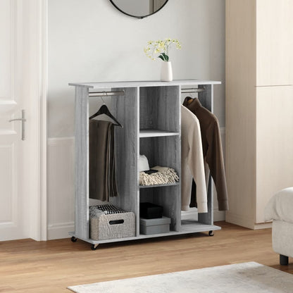 vidaXL Garde-robe avec roues sonoma gris 102x38x110 cm bois ingénierie